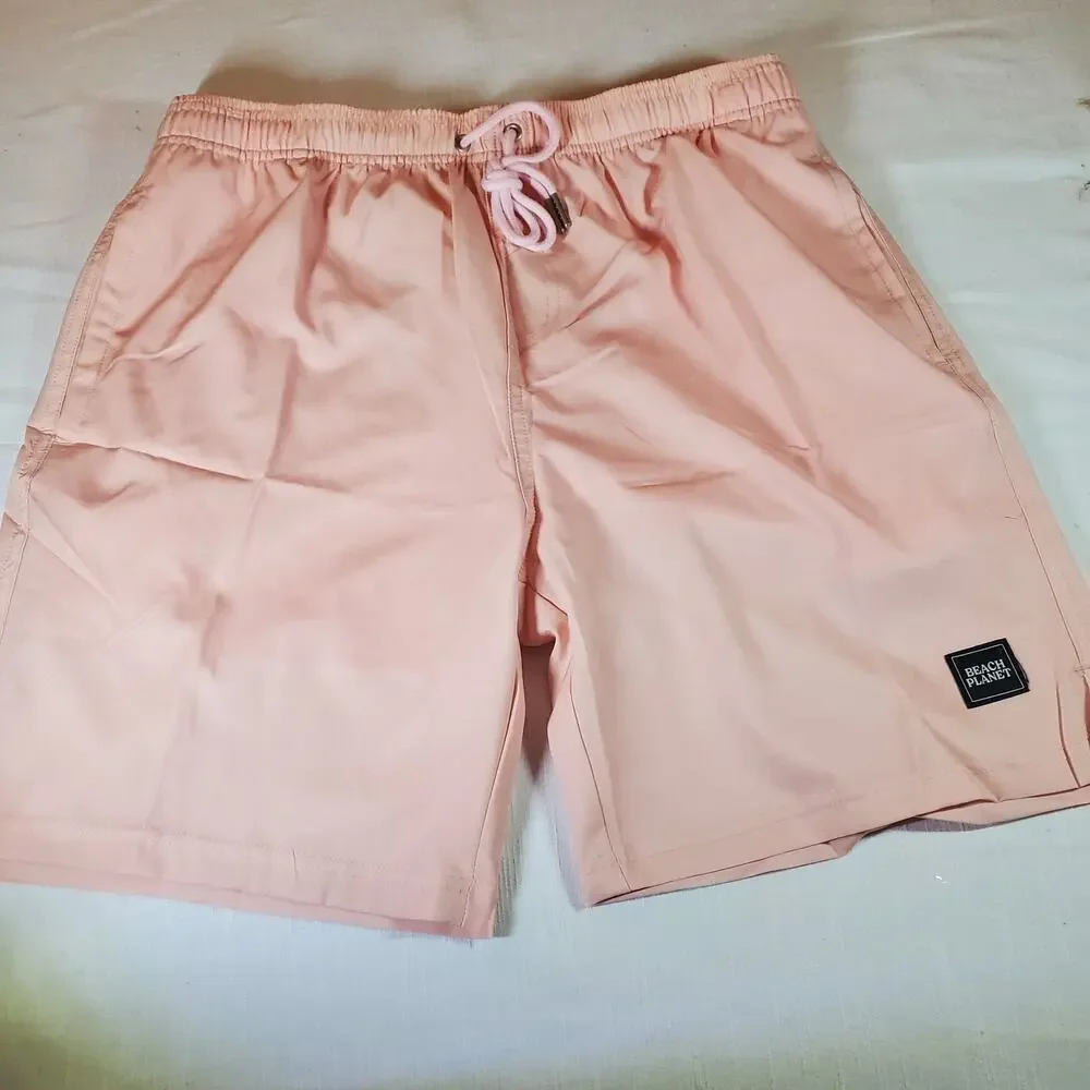 Planet Beach Mens Size L Swim Trunks Pink Board Shorts 7